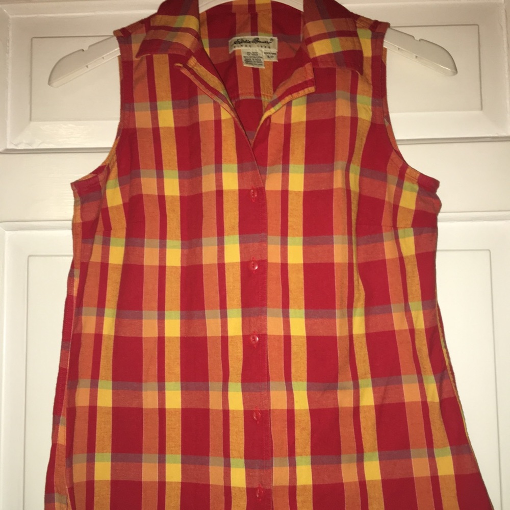 Eddie Bauer Plaid Sleeveless Blouse